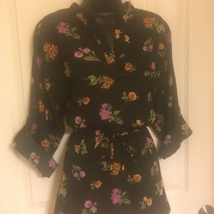 Floral Black Hi/Lo Blouse